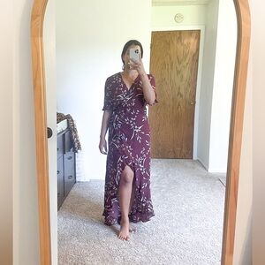 Long floral wrap dress. Brand: Lulus, Size: M